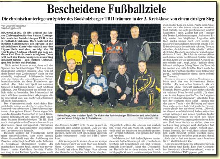 Delmenhorster Kurier vom 23.11.2007: Bescheidene Fußballziele